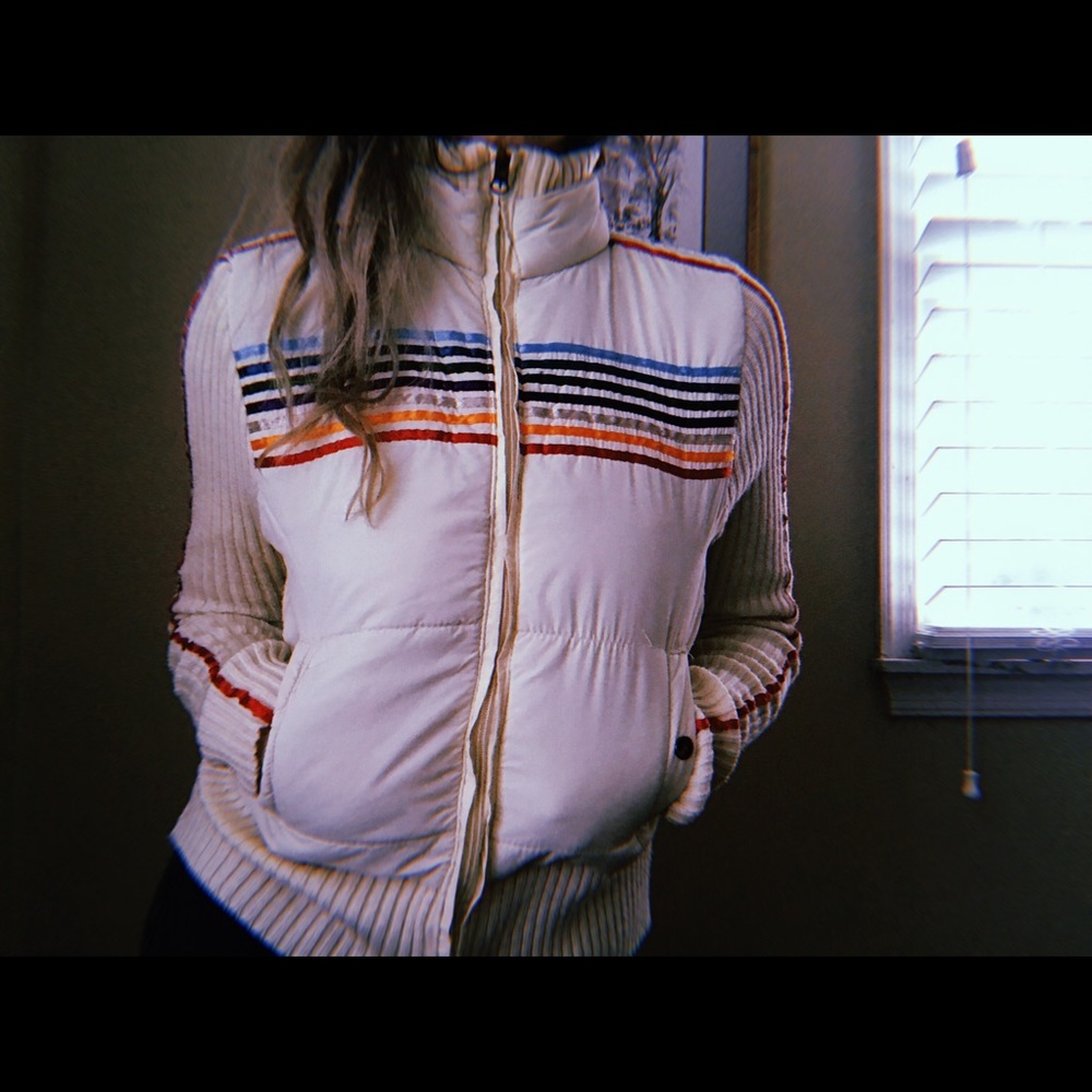 🌈Vintage rainbow stripe double zip jacket🌈